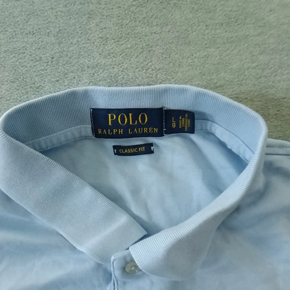 Polo Ralph Lauren Mens Classic Fit Light Blue Short Sleeve Polo Shirt Large
